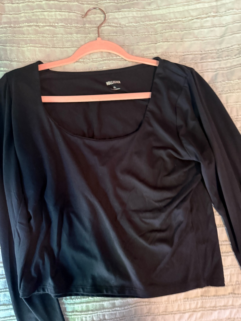 Hollister Black Long Sleeve Scoop-Neck Top